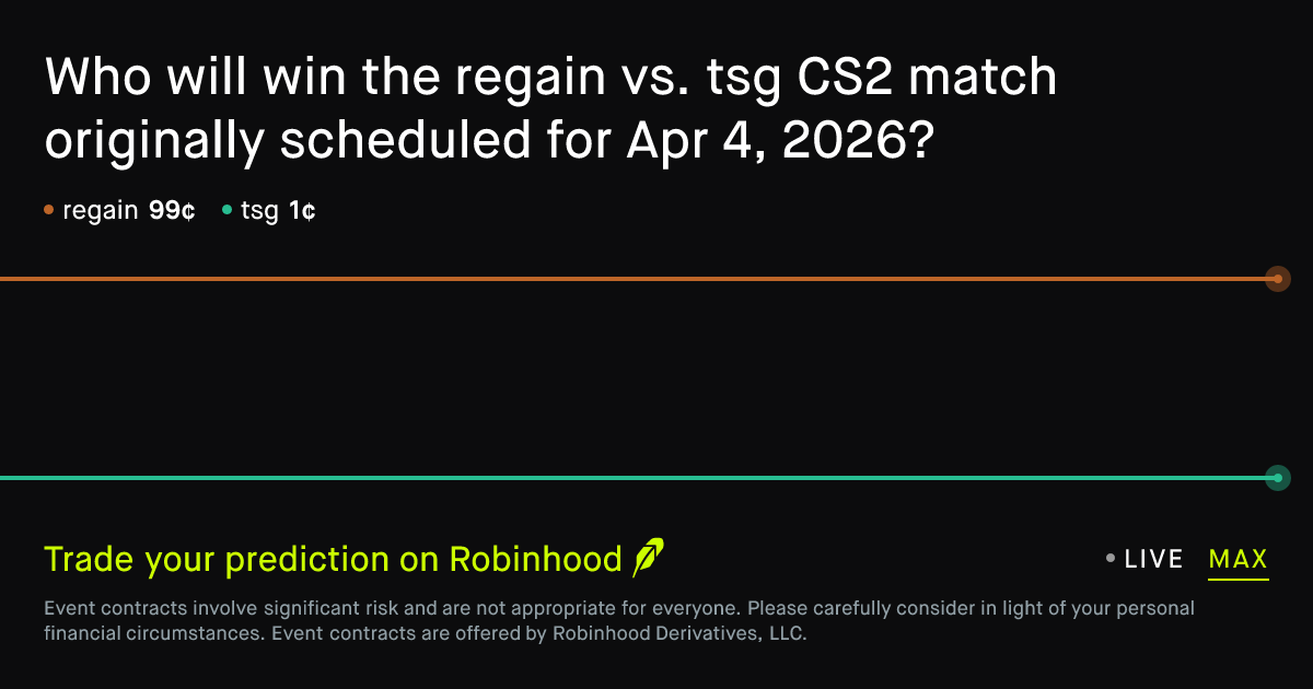 April 3, 2026: regain vs. tsg Prediction Market